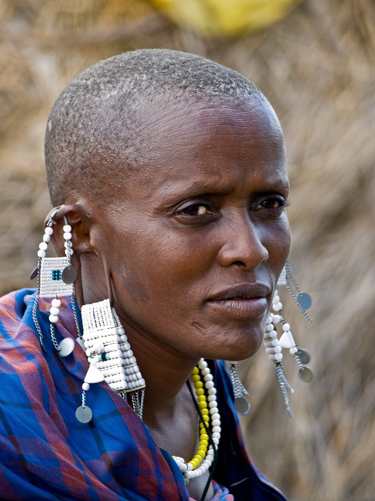 Maasai woman in traditional clothing and beadwork, Serengeti