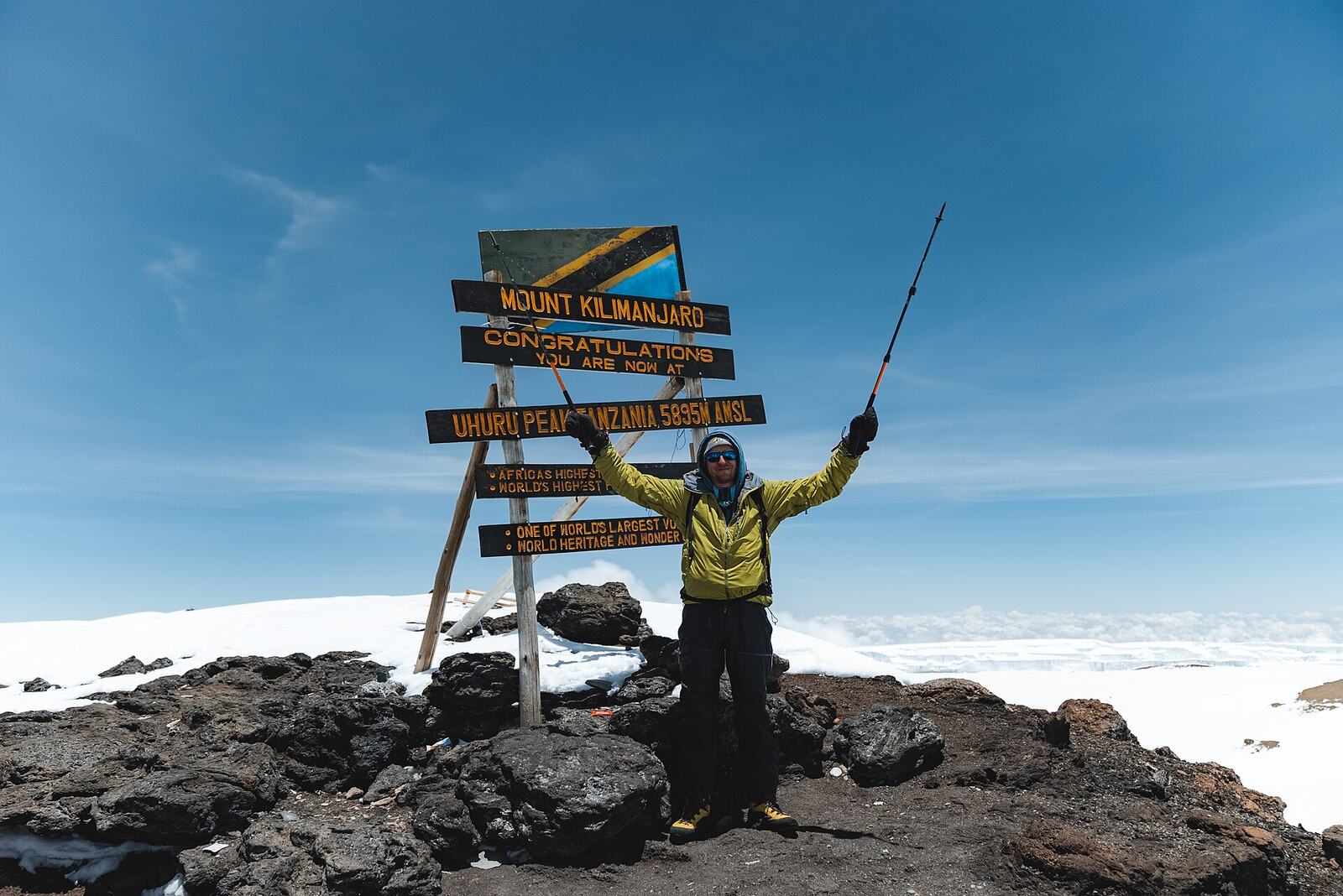 Uhuru Peak crater rim and glaciers on Mount Kilimanjaro