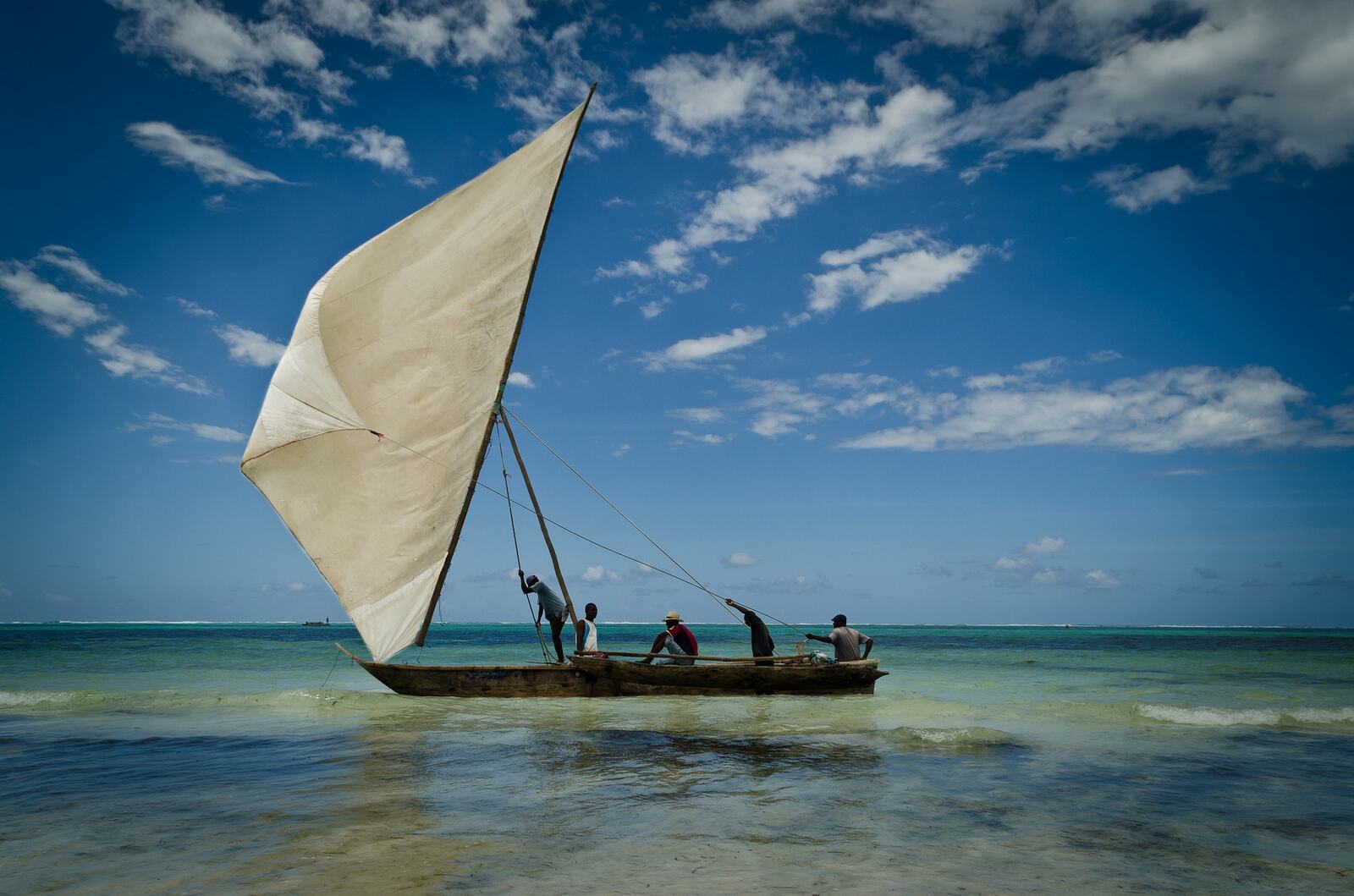 Zanzibari dhow under sail on the Indian Ocean